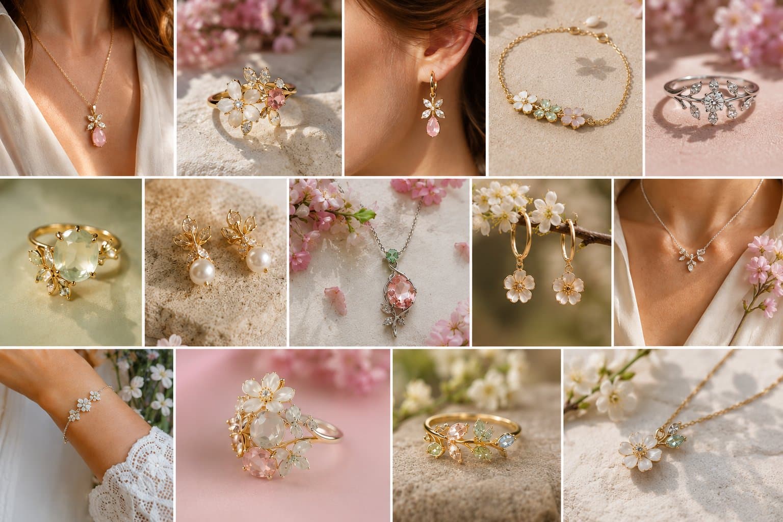 Spring collection — floral-inspired jewellery moodboard