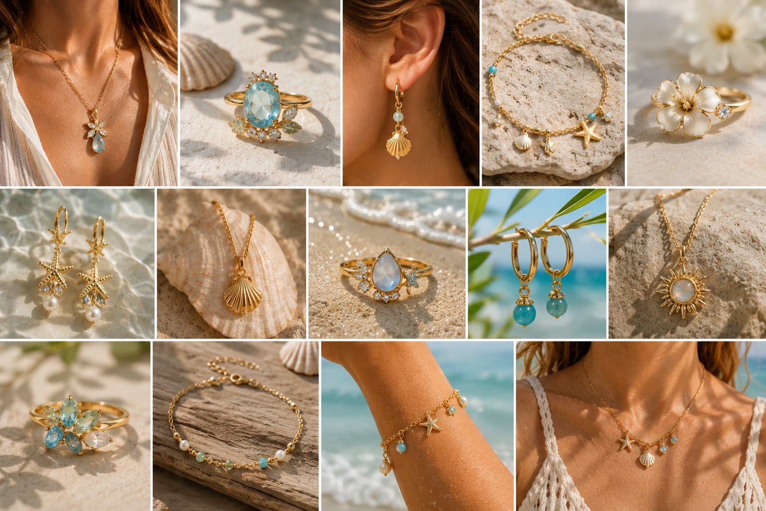 Summer collection — beach and sea-inspired jewellery moodboard
