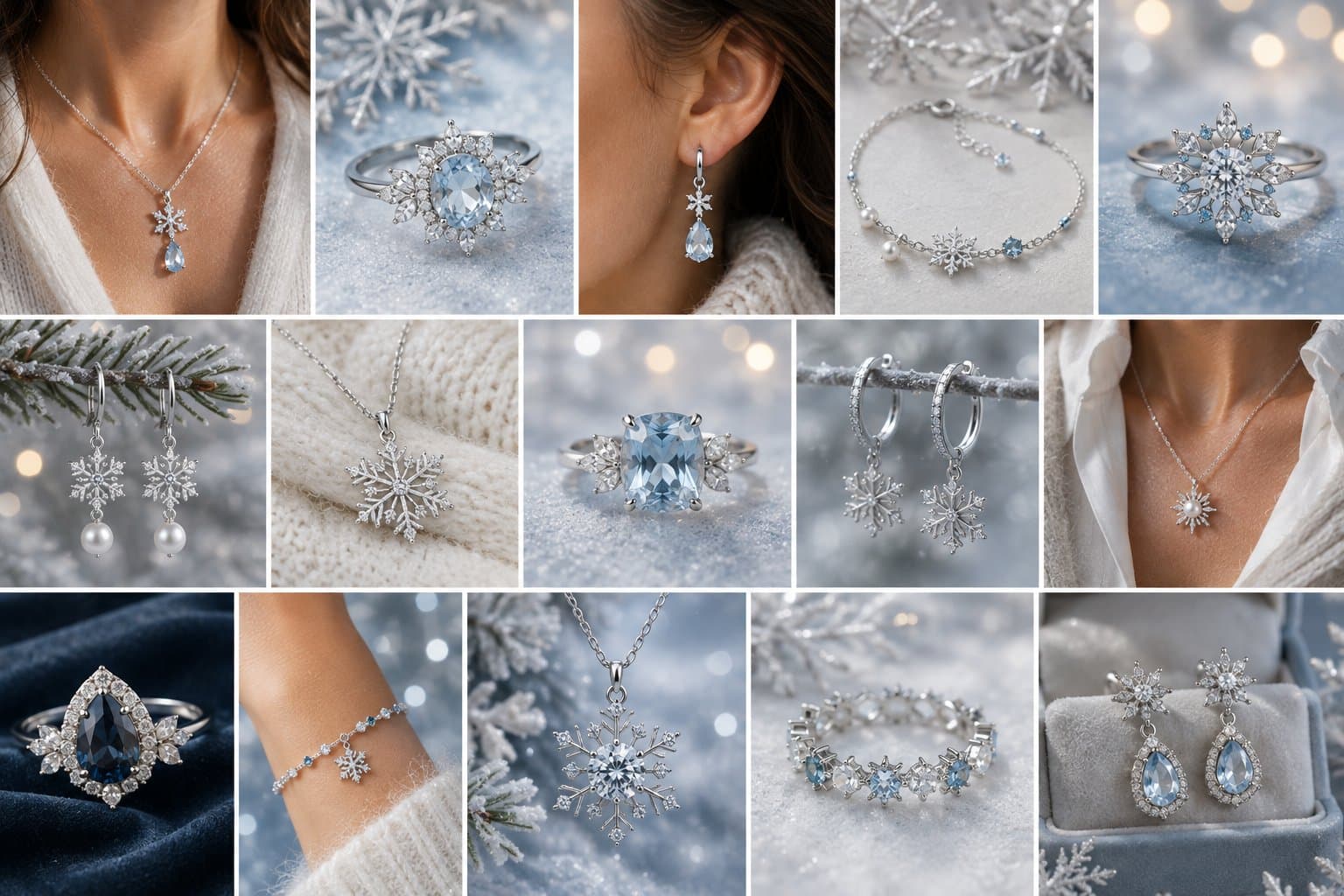 Winter collection — snowflake-inspired jewellery moodboard