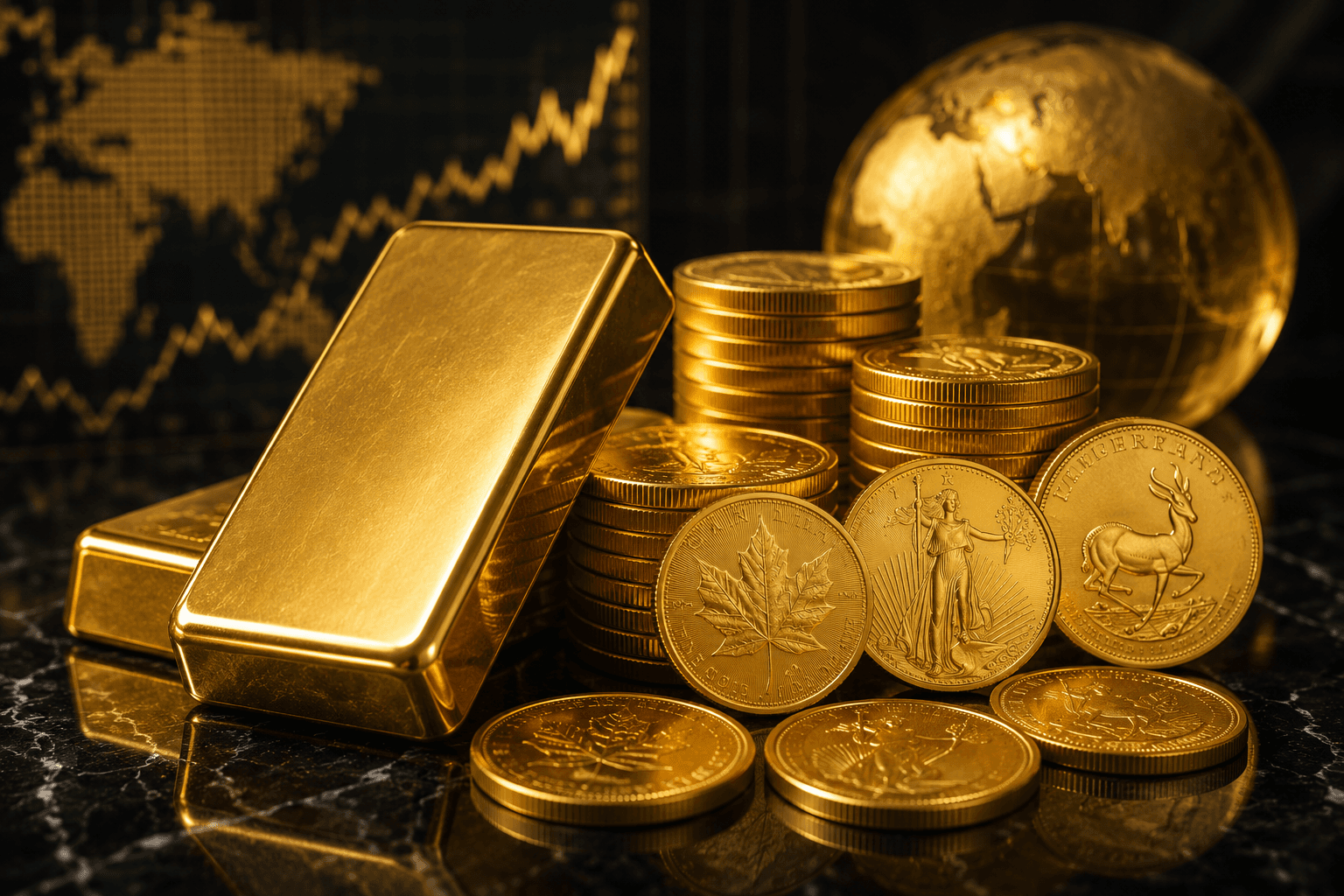Five gold bars of increasing size, each stamped 999.9 purity