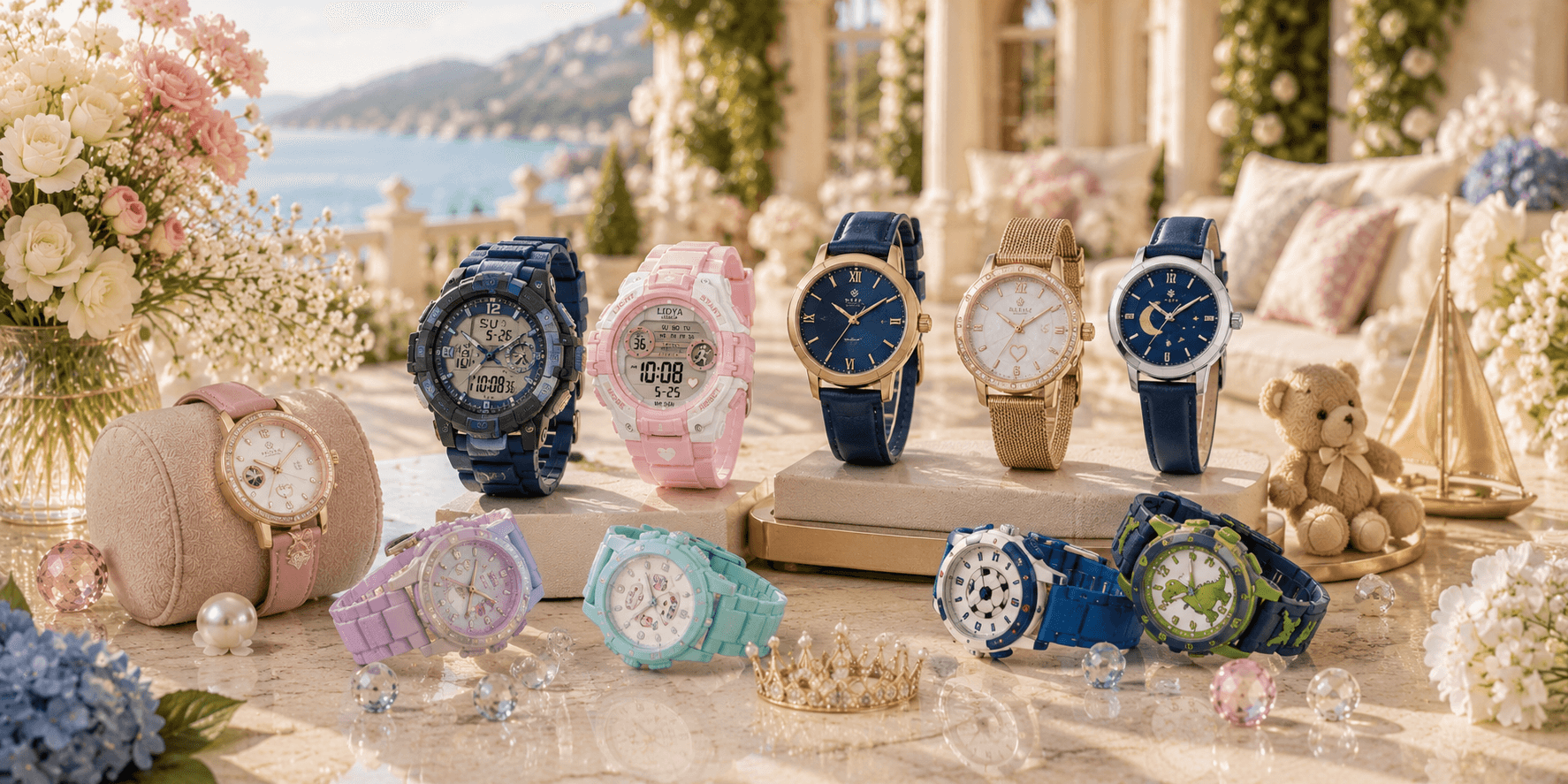 Children's watches presented in a warm and elegant LIDYA setting
