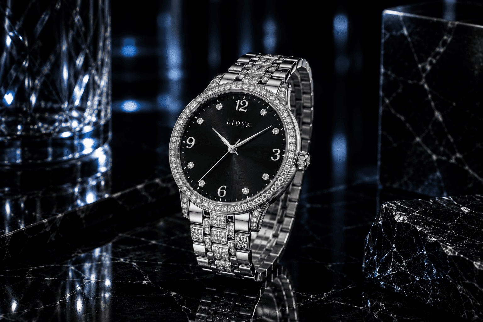 Watch with exceptional diamond setting