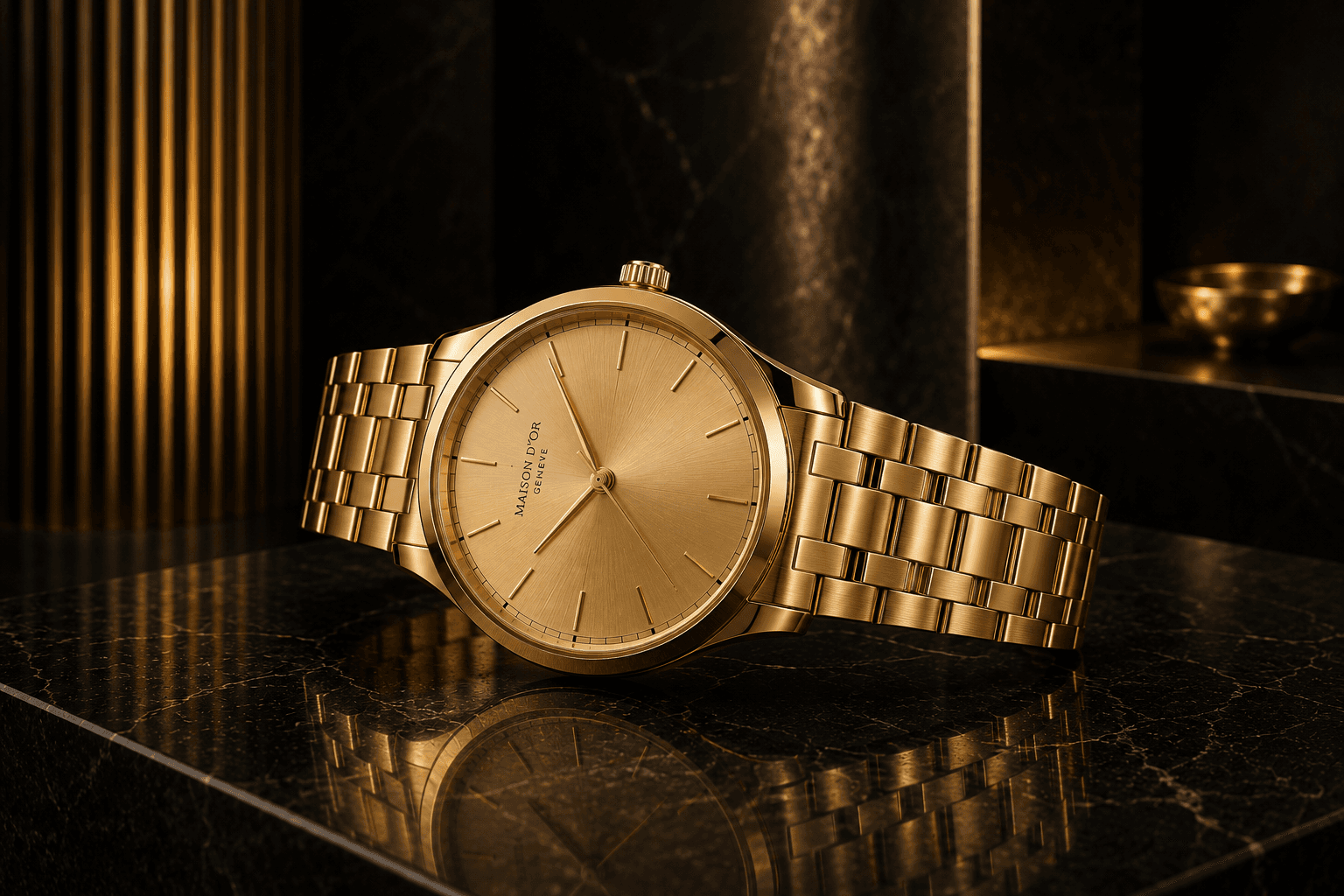 Modern gold watch inspired by classic watchmaking