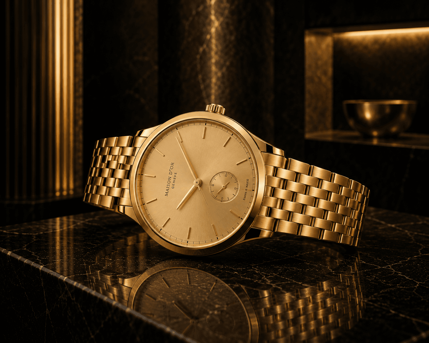 Close view of a refined gold watch