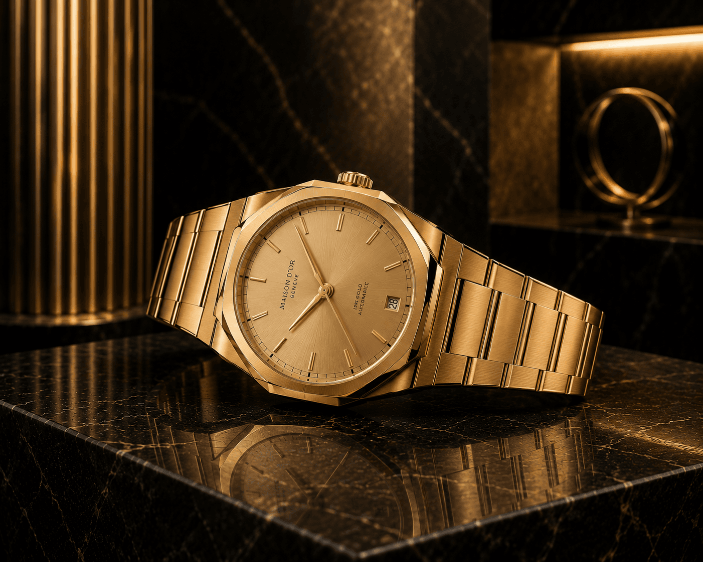 Distinctive statement gold watch