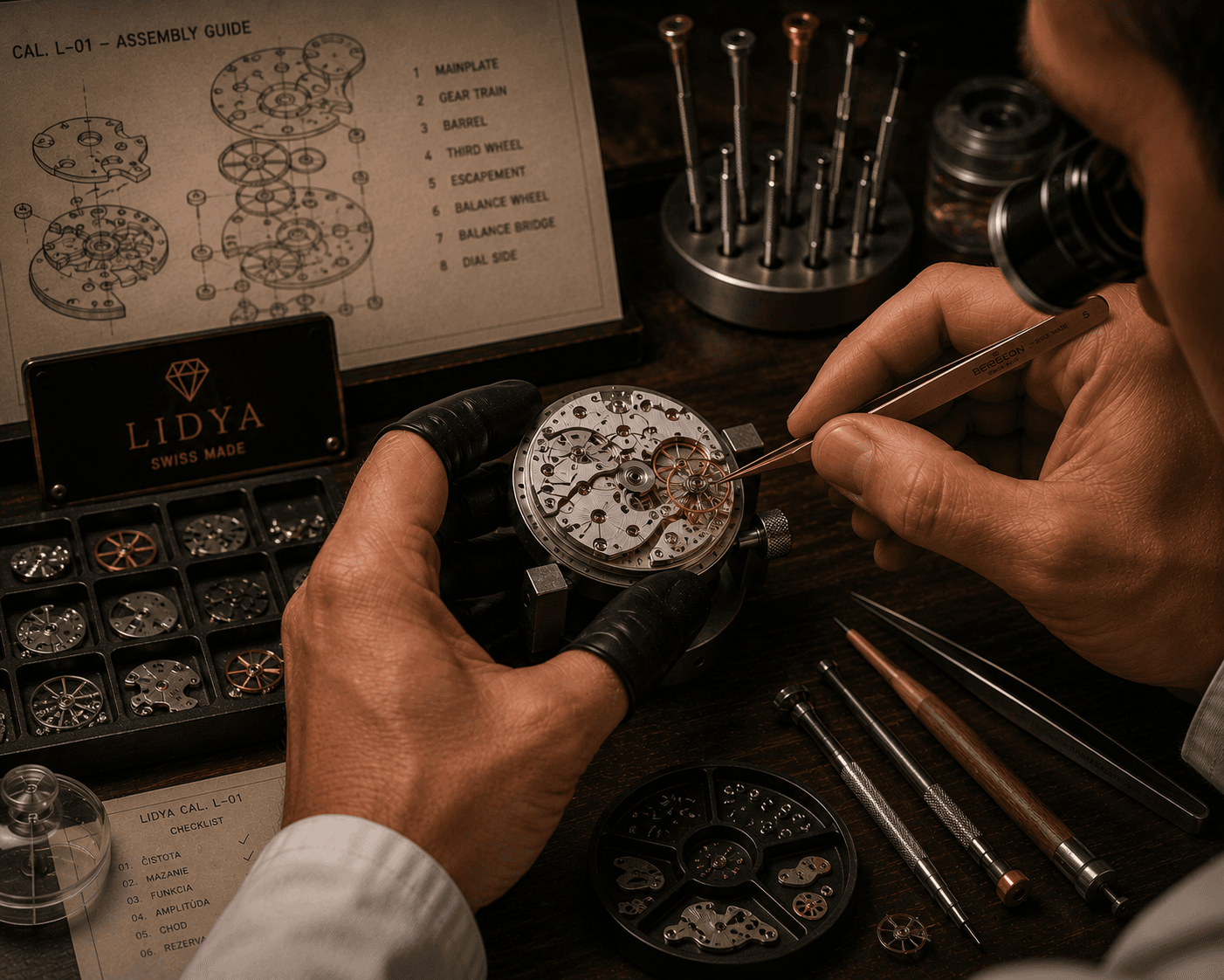 LIDYA Watchmaking Process โ Movement Production and Inspection