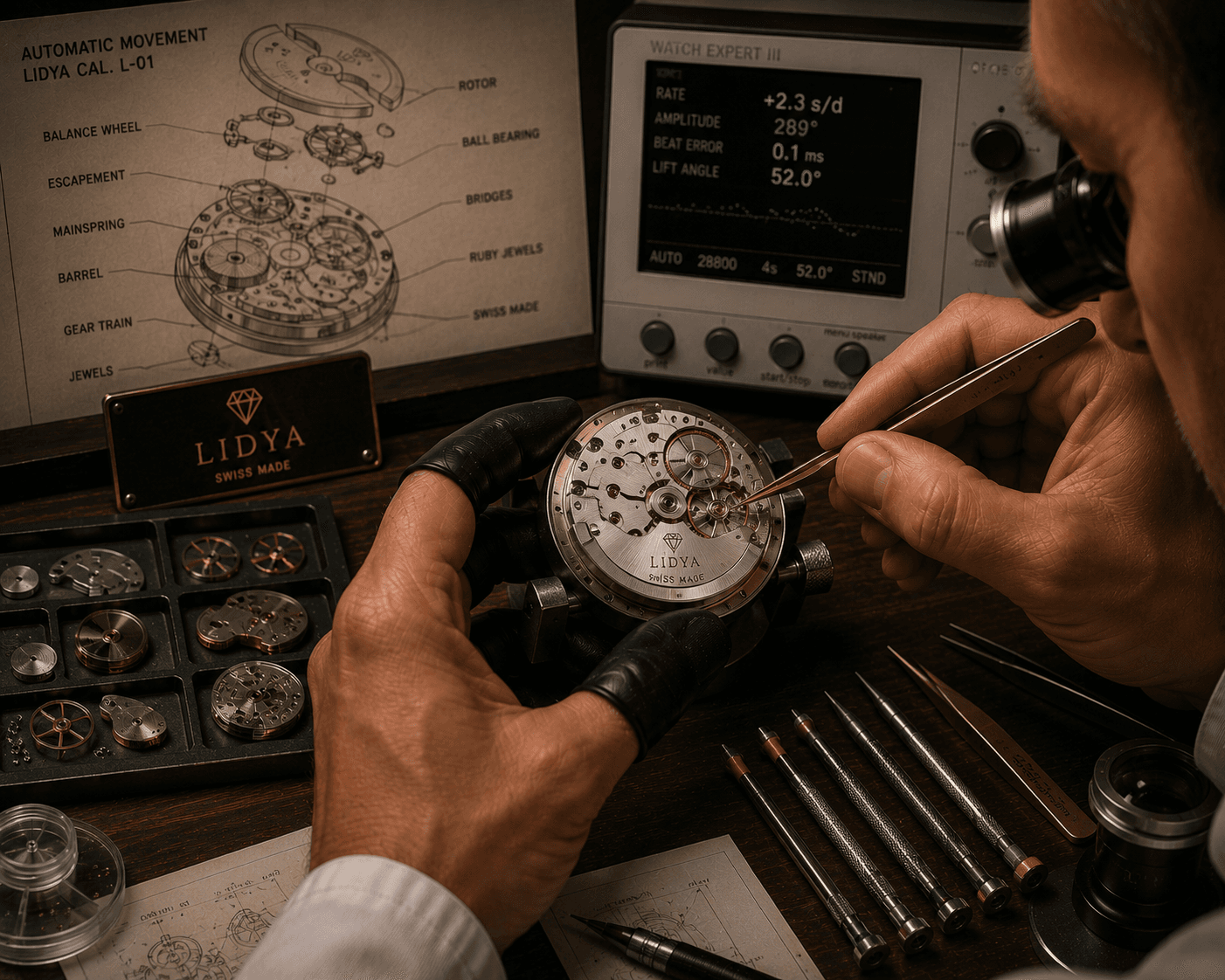 LIDYA Watchmaking Process โ Hand Assembly of the Movement