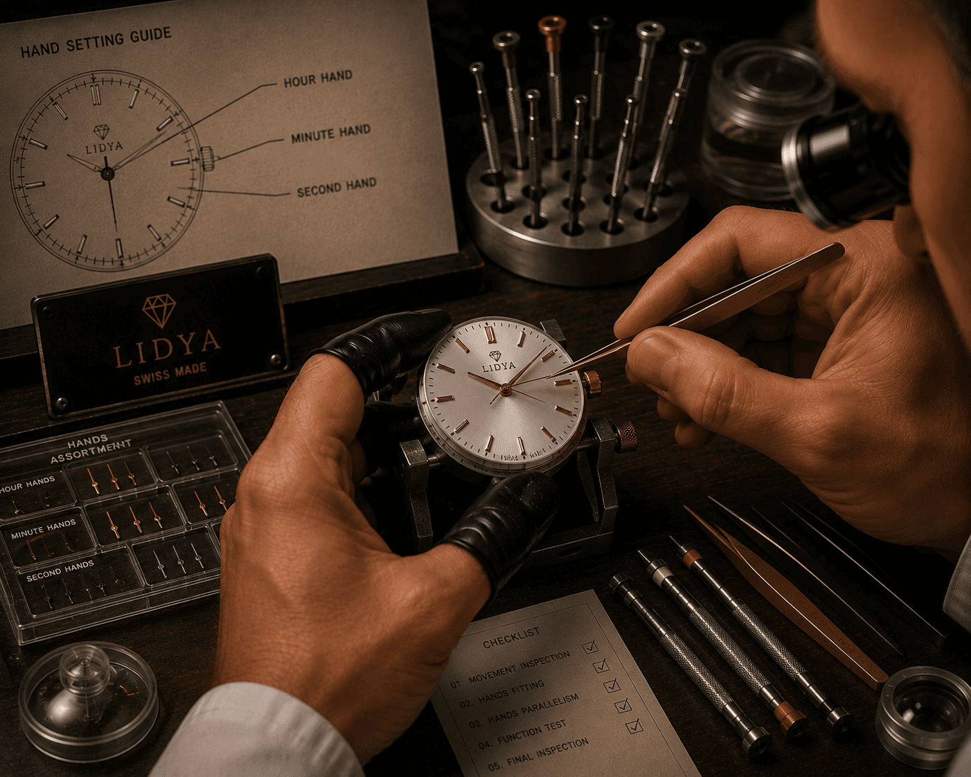 LIDYA Watchmaking Process โ Hand Setting