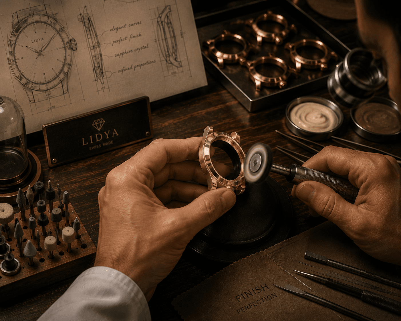 LIDYA Watchmaking Process โ Hand Grinding and Polishing