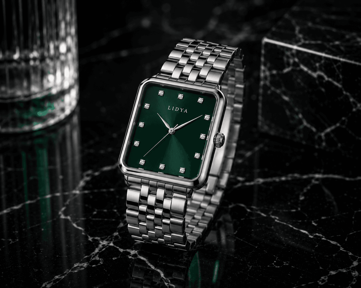 Radiant luxury watch with brilliant-cut stones