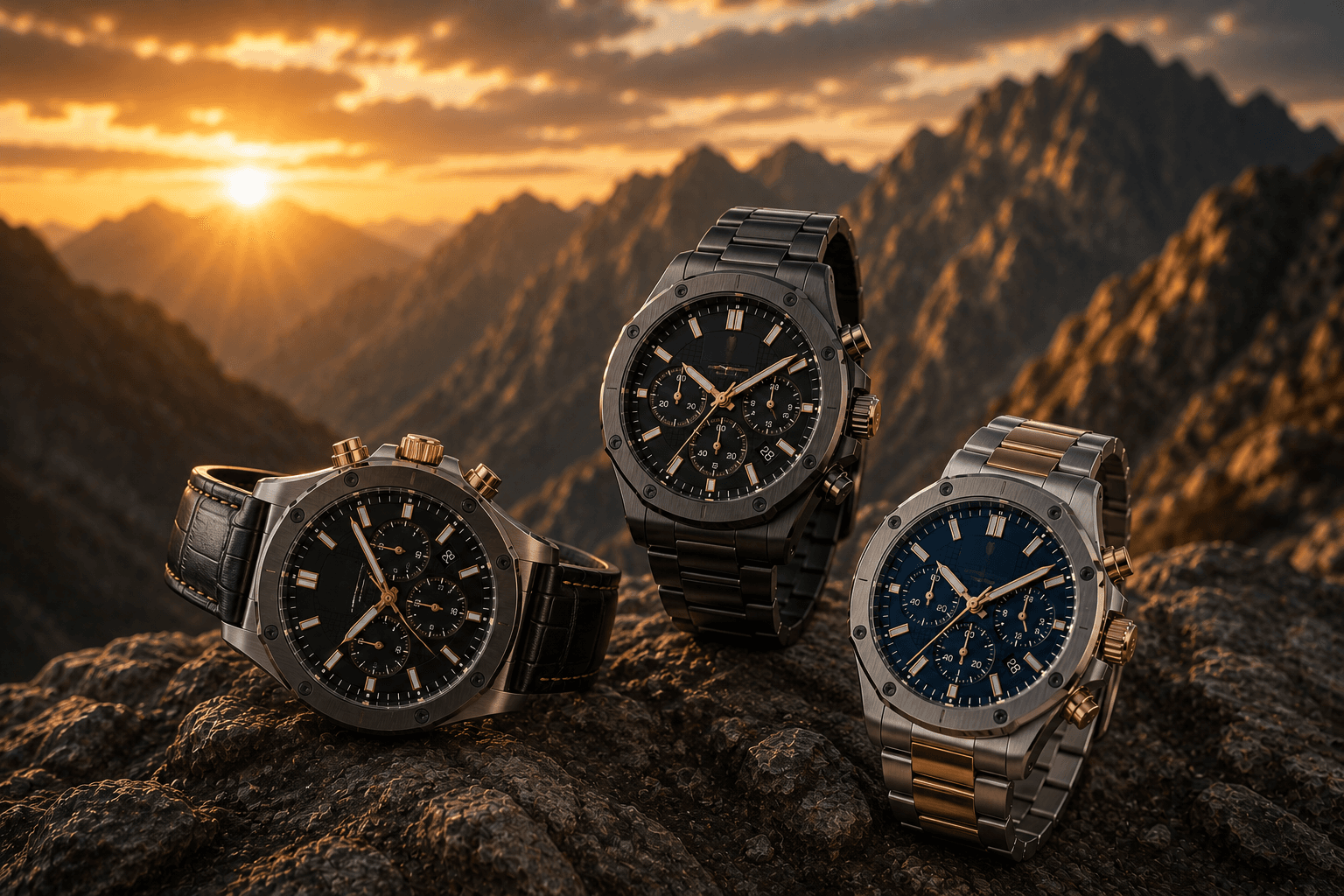 Luxury men's watches presented in a refined LIDYA setting