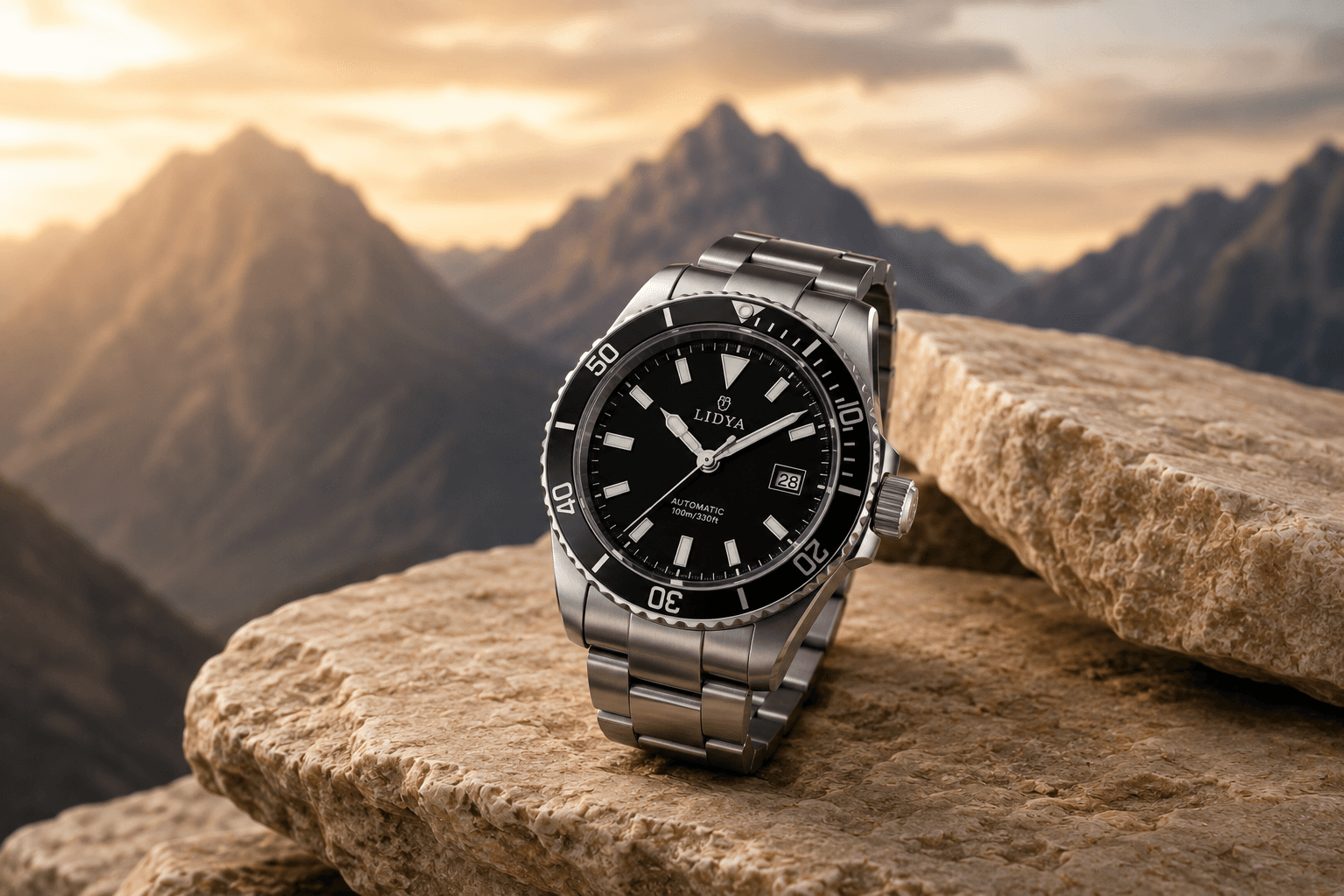 Luxury men's chronograph watch in a refined setting