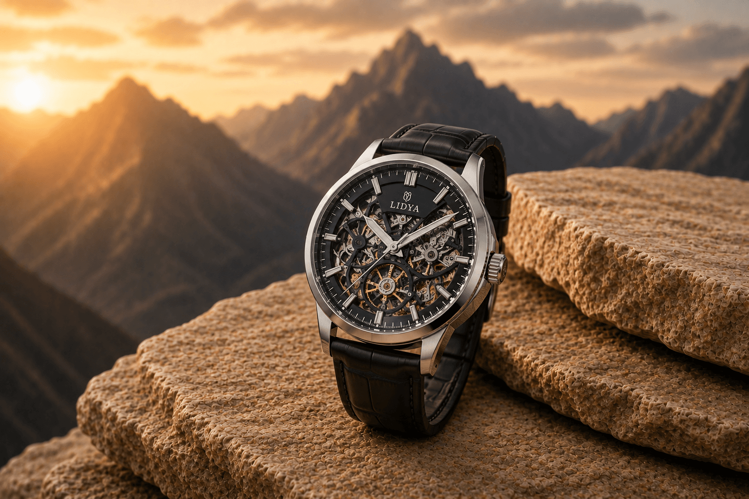 Men's steel watch with confident proportions